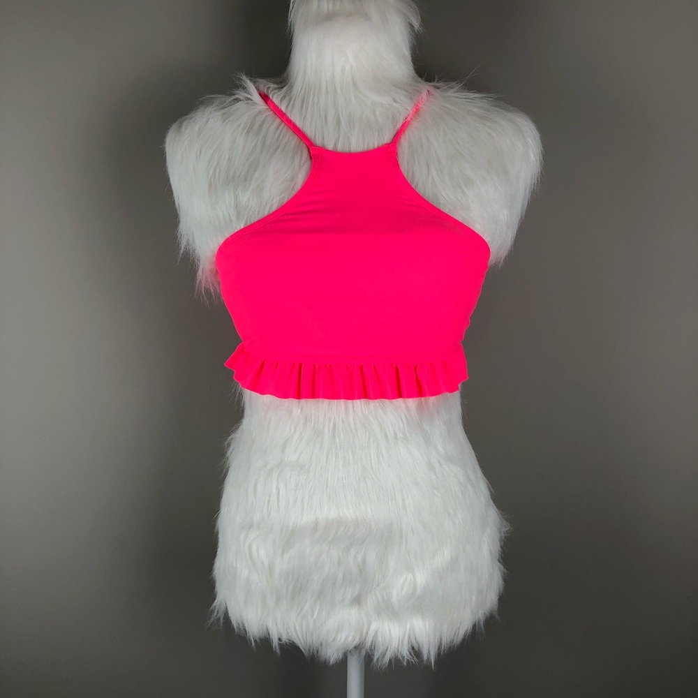 Aerie hot neon pink crop bikini top